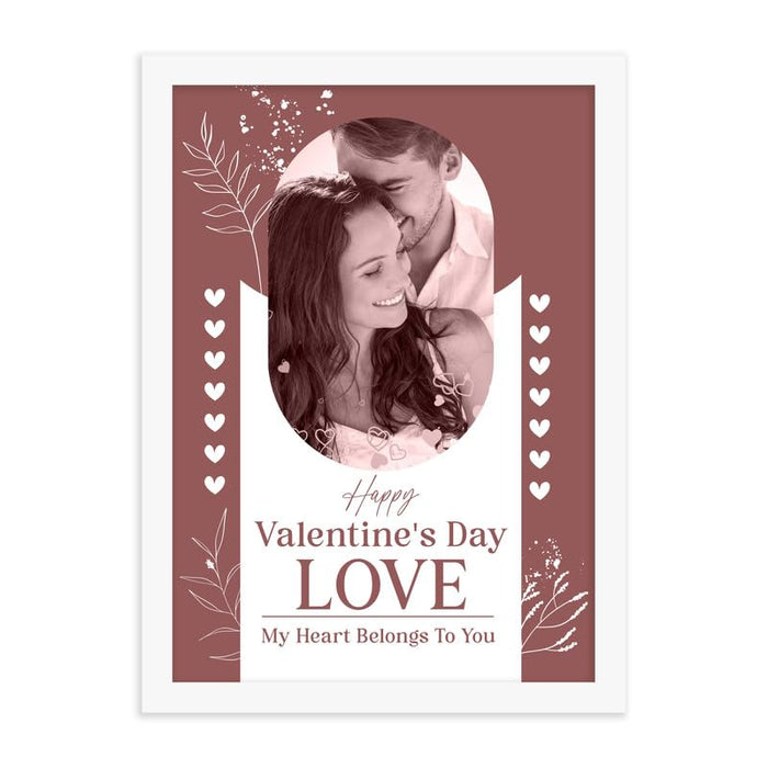 SNAP ART Valentine Wall Art Prints For Couples, With Happy Valentine's Day, Paper Framed (A4, 8.9x12.8 Inch)