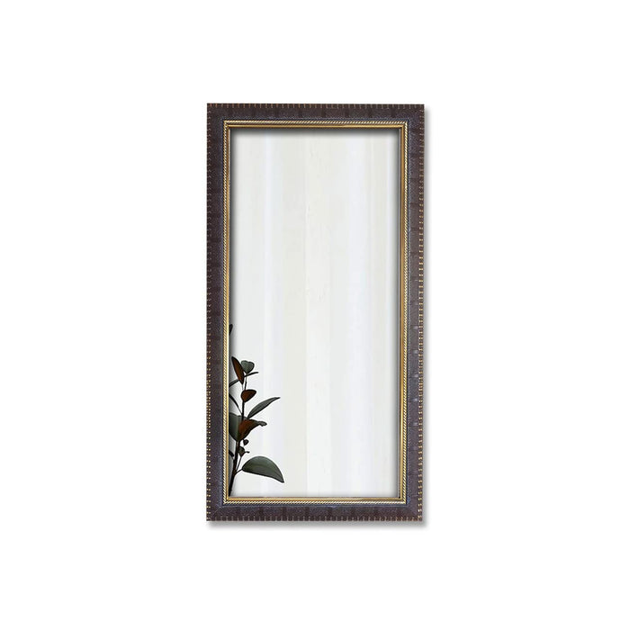 Art Street Textured Design Decorative Wall Rectangular Makeup Mirror, Decorative Looking Glass with Frame for Home (25.4x13.4 Inches, Golden Brown)