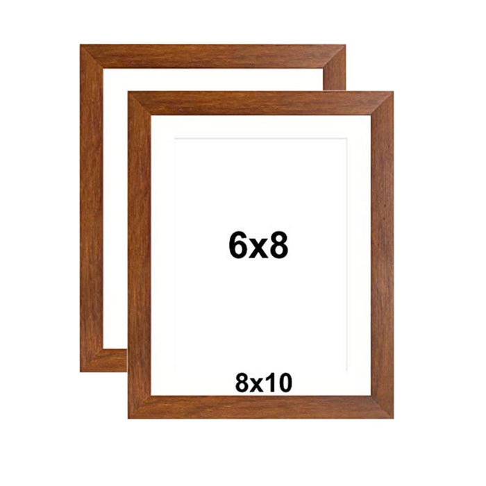 Art Street Synthetic Wood Brown Wall & Table Photo Frame Photo (Brown) Set of 2