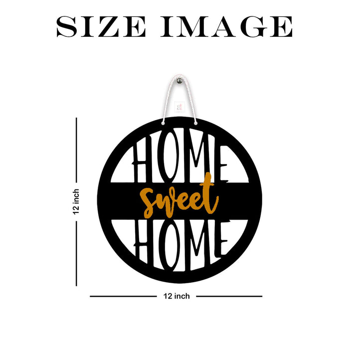 Art Street Home Sweet Home Black MDF Plaque Cutout Ready To Hang For Home Office Wall Art Decor, Wall Art Hanging Decorative Item, Home Decoration Size -12 x 12 Inches