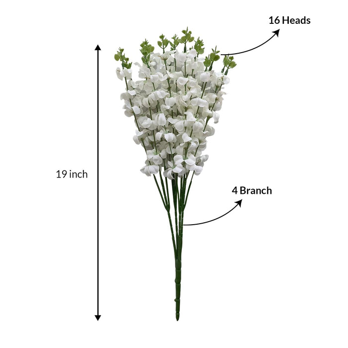 Art Street Artificial White Cherry Blossom Flower Stems, Stem Fall Plants (Without Vase Pot), Size: 19 Inch
