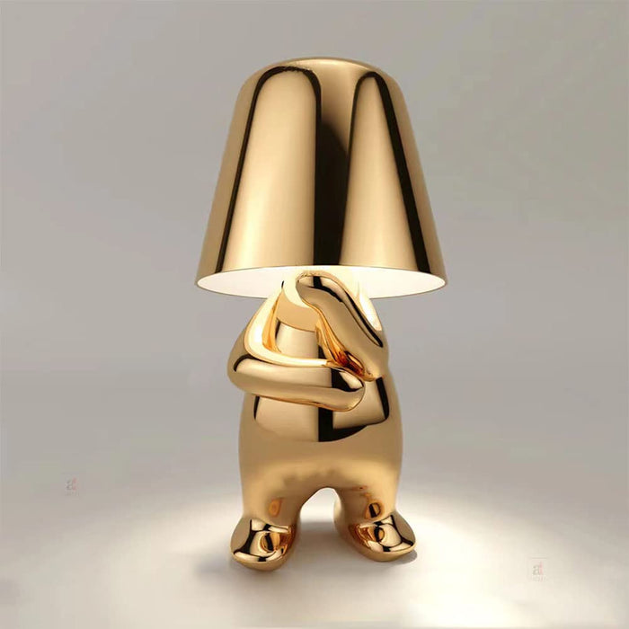 Nordic Gold Man Wireless Touch Led Lamp, Tap on Led Table Lamp for Home Decoration Gold 11 X 12 CM