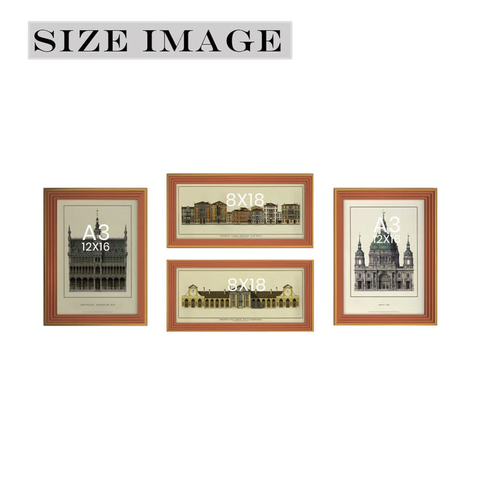 Art Street Wall Décor Vintage Building Set of 4 Framed Art Prints Gallery Wall Paintings for Home, Bedroom, Living Room & Office (Size - 2 - 12 x 16 & 2 - 8 x 18 Inches)