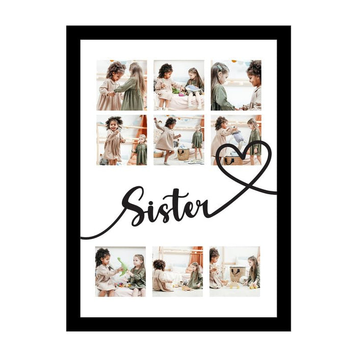 SNAP ART Personalized Sister with 9 Photo Collage print Customized Gift (8.9x12.8 Inch)