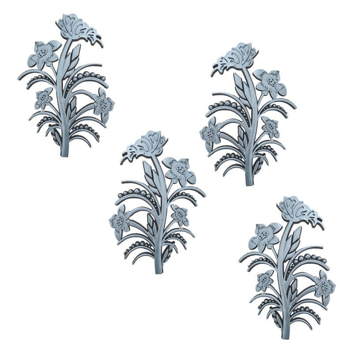 Art Street Decorative Leaf Set of 4 Plastic Hanging with Wall Art for Decoration for Room Décor (Silver, 25x16 Cm)