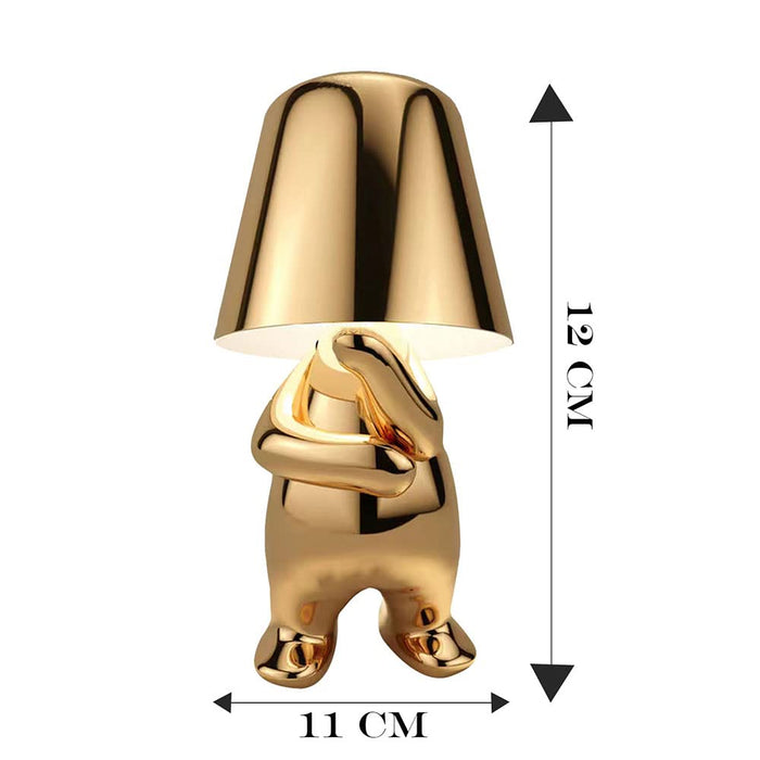 Nordic Gold Man Wireless Touch Led Lamp, Tap on Led Table Lamp for Home Decoration Gold 11 X 12 CM