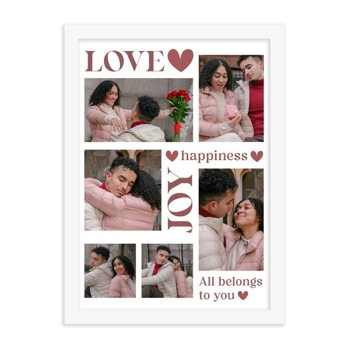 SNAP ART Valentine Wall Art Prints For Couples, With Love, Joy & Happiness, Paper Framed (A4, 8.9x12.8 Inch)