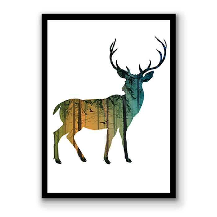 Art Street Colorful Sika Deer Dark Forest Wall Art Artwork Posters for Home, Kids Room, Wall Hanging Decor & Living Room Decoration I Modern Luxury Decorative gifts (12.9 x 17.7 Inches)