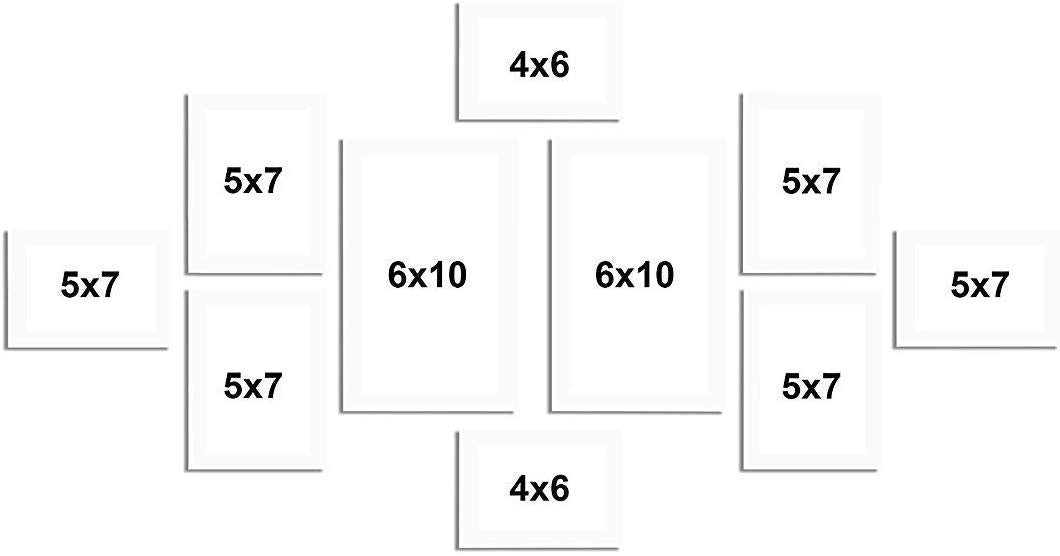 10 Individual White Wall Photo Frames Wall Decor Set ( Sizes 4" x 6", 5" x 7", 6" x 10")