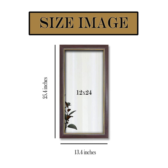 Art Street Plain Smooth Finish Decorative Wall Rectangular Makeup Mirror, Decorative Looking Glass with Frame for Home (25.4x13.4 Inches, Coffee Brown)