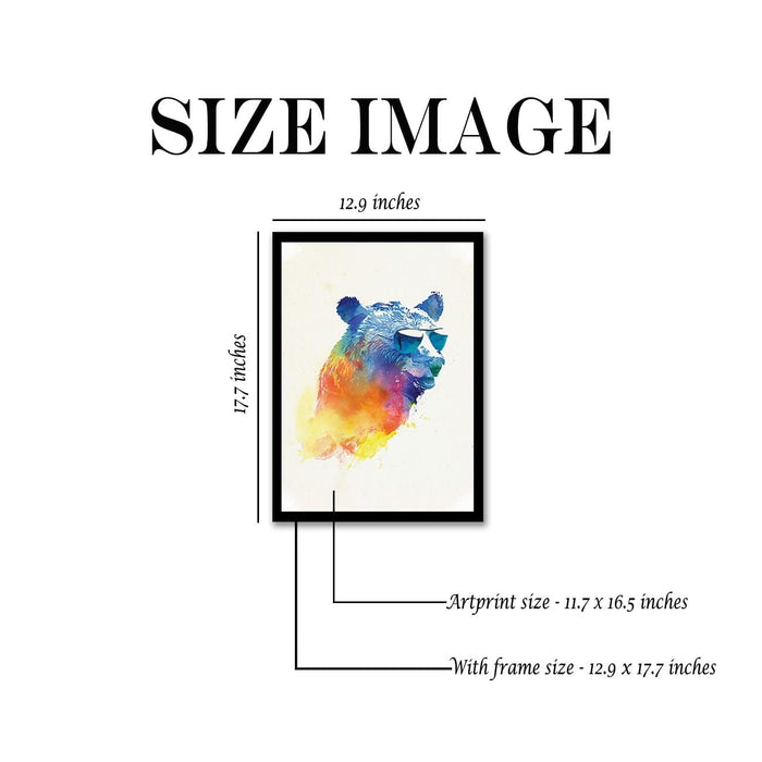 Art Street Bear with Eye Glass Abstract painting Art Print for Home, Kids Room, Wall Hanging Decor & Living Room Decoration I Modern Luxury Decorative gifts (12.9 x 17.7 Inches)