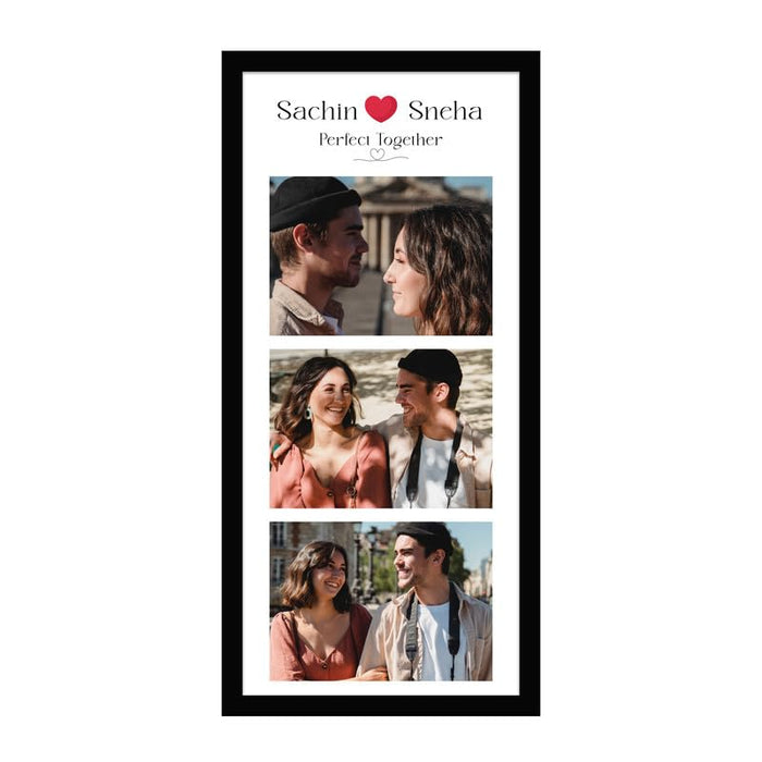 SNAP ART Personalized Perfect Together with 3 Photo Collage print for Gift (8x18 Inch)