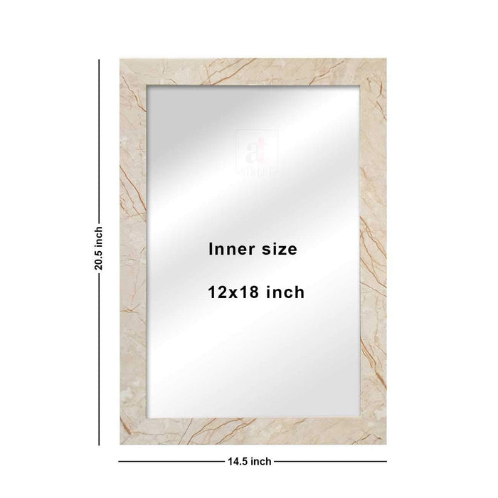 Art Street Wall Mirror for Bathroom/Vanity, Marble Finish Decorative Mirror for Living Room - 14.5 x 20.5 Inchs, Color -Beige