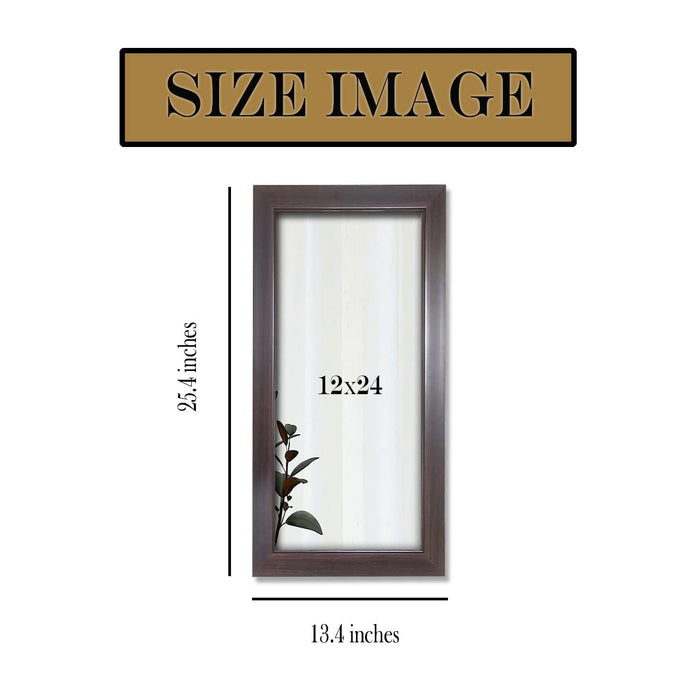 Art Street Plain Design Dark Decorative Wall Rectangular Makeup Mirror, Decorative Looking Glass with Frame for Home (25.4x13.4 Inches, Coffee Brown)