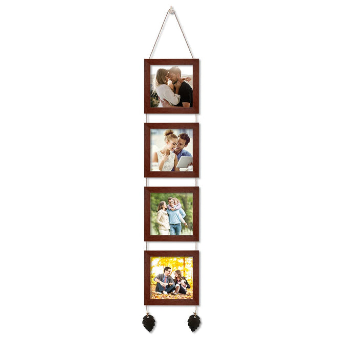 Set of 4 Hanging Picture Frame For Home and Office Decoration (Brown, Size 5"x5" )