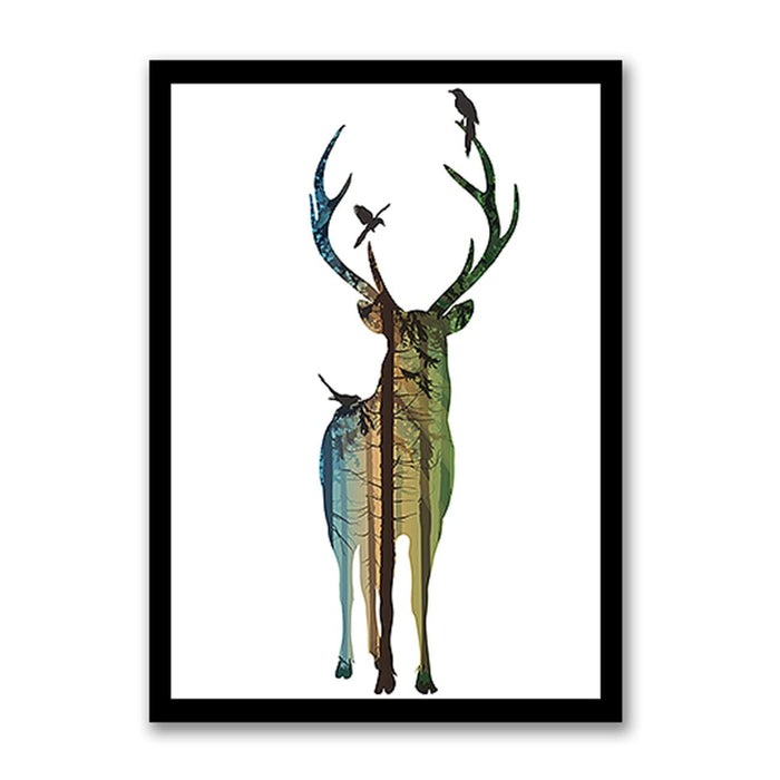 Art Street Forest Family Deer Nordic Style Wall Art Artwork Posters for Home, Kids Room, Wall Hanging Decor & Living Room Decoration I Modern Luxury Decorative gifts (12.9 x 17.7 Inches)