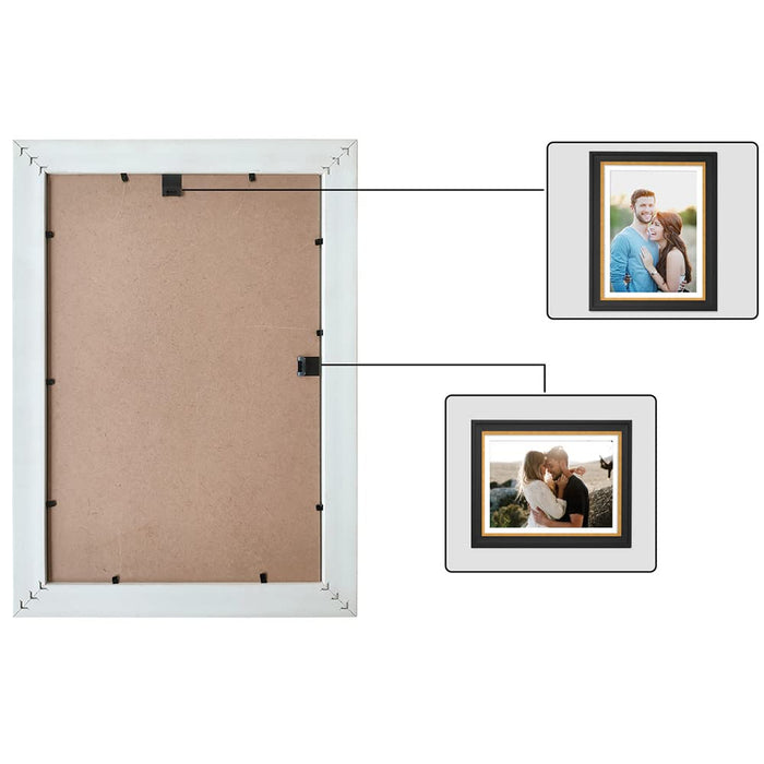 Art Street Set of 7 Brood Premium 3D Photo Frame for Office Décor, Wooden Collage Wall Picture Frame (Silver-Brown, 11x14, 6x10, 5x7 Inches)