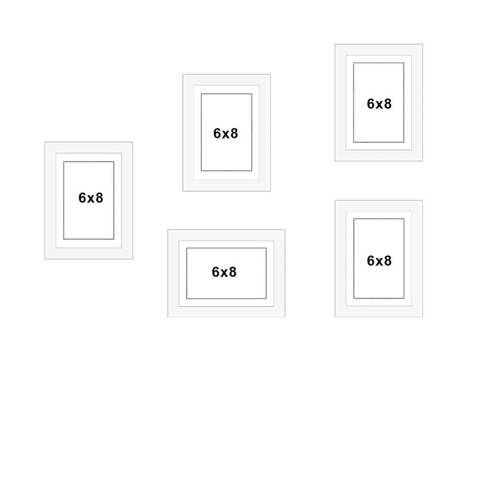 Art Street Set of 5 White Wall Photo Frame, Picture Frame for Home Decor (Size -6x8 Inchs)