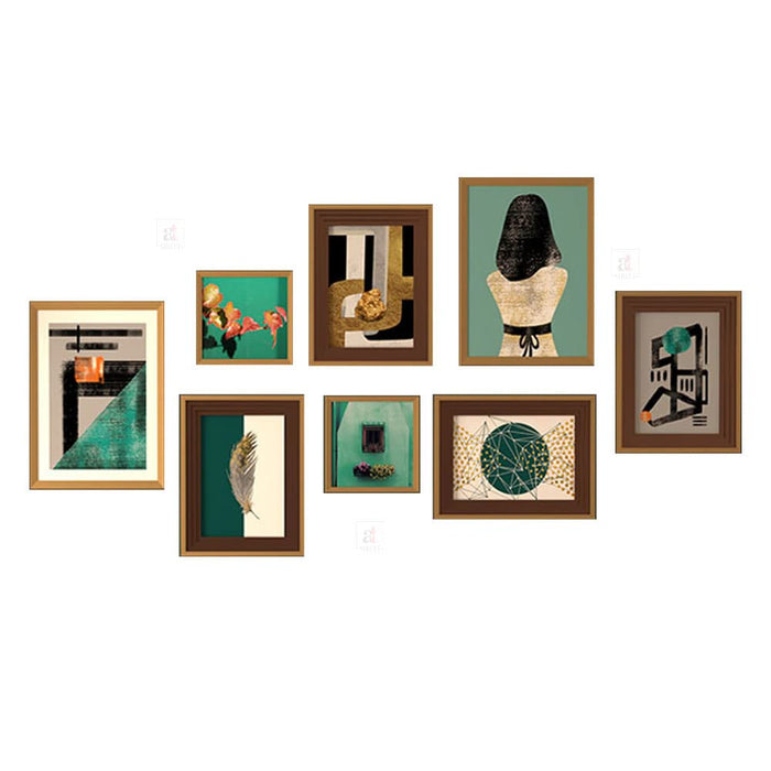 Art Street Wall Décor Young Lady Mister Pat Hat Set of 8 Framed Art Prints Paintings for Home, Bedroom, Living Room & Office (Size - 2 - 12 x 16, 4 - 8 x 12 & 2 - 8 x 8 Inches)