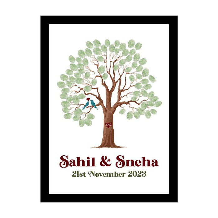 SNAP ART Personalized Thumb Leaf Tree print With Couple Name  (8.9x12.8 Inch)