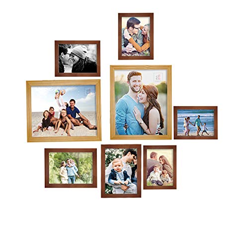 Art Street Set Of 8 Brown & Beige Wooden Wall Photo Frame For Home Decor ( Size 5x7, 6x8, 8x10 inches )