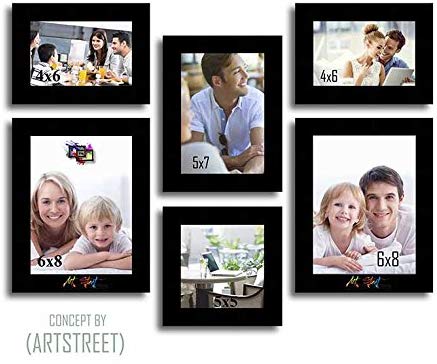 Hexed Wood Wall Photo Frame Set of 6 ( Size 4x6, 5x5, 5x7, 6x8 inches )