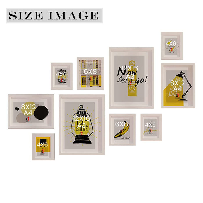 Art Street Wall Décor Yellow Light Shine Set of 10 Framed Art Prints Paintings for Home Gallery & Office (Size - 2 - 12 x 16, 2 - 8 x 12, 2 - 6 x 8 & 4 - 4 x 6 Inches)