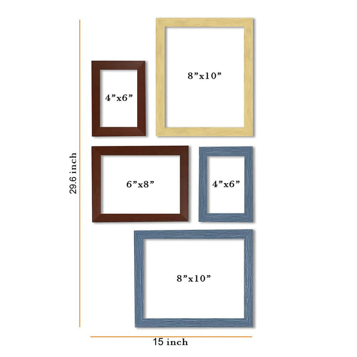 Art Print Painting with Frame for Living Room (Brown, Beige, Blue, 4x6, 6x8, 810 Inch) - Set of 5