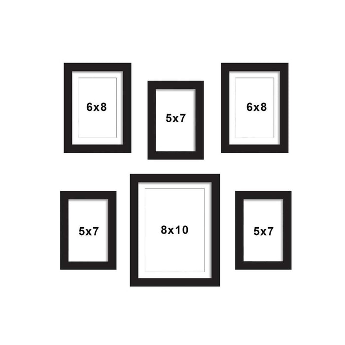 Art Street Set of 6 Black Wall Photo Frame, Picture Frame for Home Decor (Size - 5"x7", 6"x8", 8"x10" )