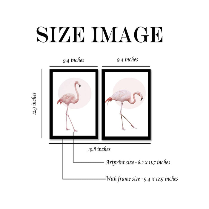 ‎Art Street Pink Flamingo Framed Art Print For Kids Room, Home, Office, Wall Hanging Decor & Living Room Decoration I Modern Luxury Decorative gifts (Set of 2, 9.4 x 12.9 Inches)