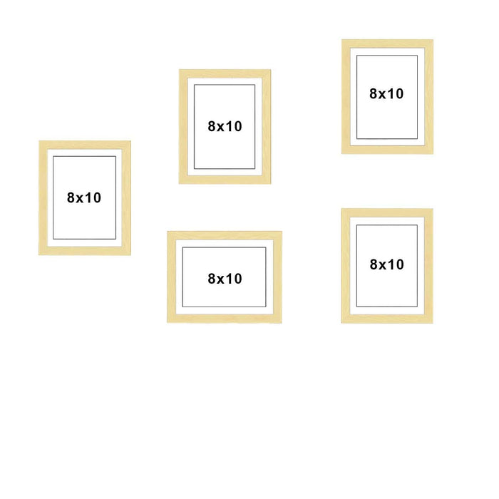 Art Street Set of 5 Beige Wall Photo Frame, Picture Frame for Home Decor with Free Hanging Accessories (Size -8x10 Inchs)