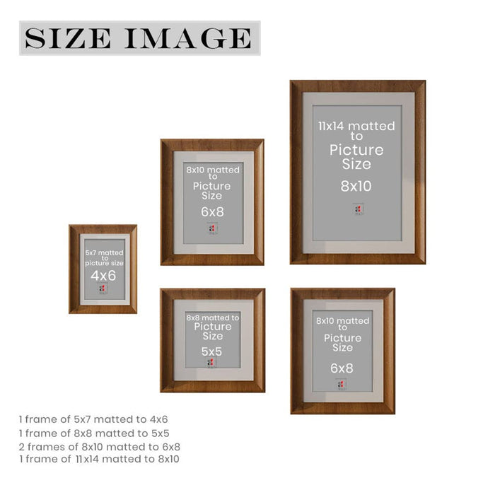 Set of 5 Jazz Premium 3D Photo Frame for Living Room, Home & Office Décor, Wooden Collage Wall Picture Frame (Brown, 11x14, 8x10, 8x8, 5x7 Inches)