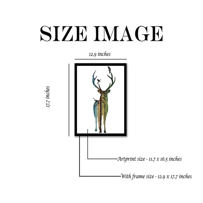 Art Street Forest Family Deer Nordic Style Wall Art Artwork Posters for Home, Kids Room, Wall Hanging Decor & Living Room Decoration I Modern Luxury Decorative gifts (12.9 x 17.7 Inches)