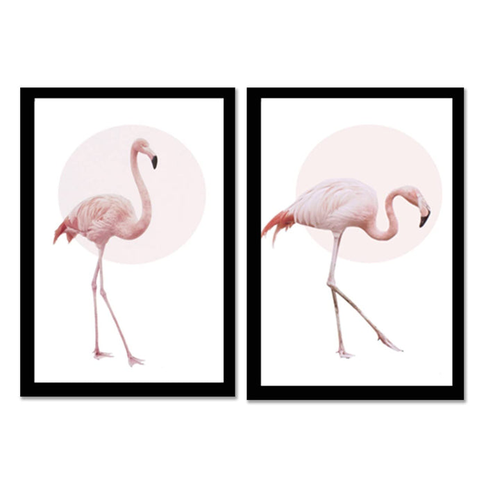 ‎Art Street Pink Flamingo Framed Art Print For Kids Room, Home, Office, Wall Hanging Decor & Living Room Decoration I Modern Luxury Decorative gifts (Set of 2, 9.4 x 12.9 Inches)