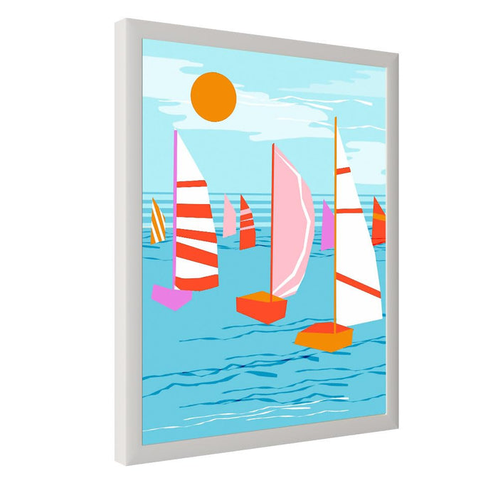 Art Street Abstract Floater Pop Art Boat In The Sea Framed Art Prints For Wall Décor, Home Bedroom Decoration, Office Room Décor Gift, Multicolor (Set Of 3, 13x17 Inch)