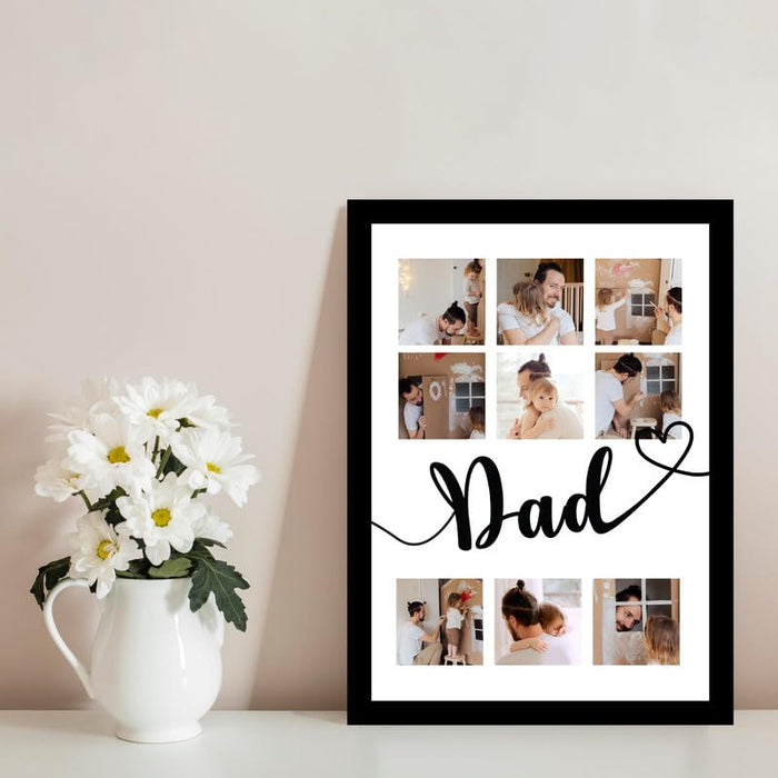 SNAP ART Personalized Dad with 9 Photo Collage print for Dad Customized Gift (8.9x12.8 Inch)