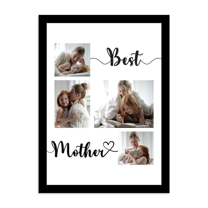 SNAP ART Personalized Best Mother with 4 Photo Collage print Customized Gift (8.9x12.8 Inch)