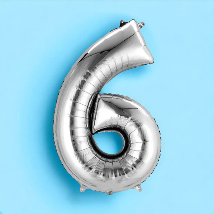 Art Street Silver 6 Balloon 16 Inch Birthday Foil 6 Number Helium Balloon Party Decoration Silver Pack of 1 | 6 Year No. Balloons Birthday/Anniversary