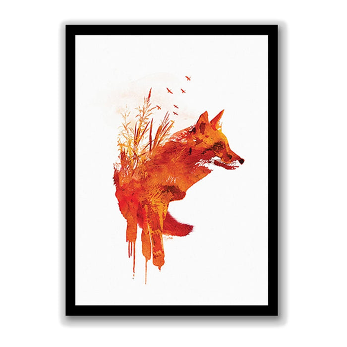 ‎Art Street Red Fox Abstract Design Framed Art Print for Home, Kids Room, Wall Hanging Decor & Living Room Decoration I Modern Luxury Decorative gifts (12.9 x 17.7 Inches)