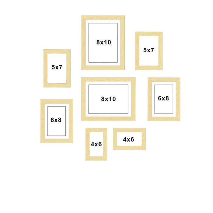 Premium Photo Frames For Wall, Living Room & Gifting - Set Of 8 ( 4x6, 5x7, 6x8, 8x10 inches )
