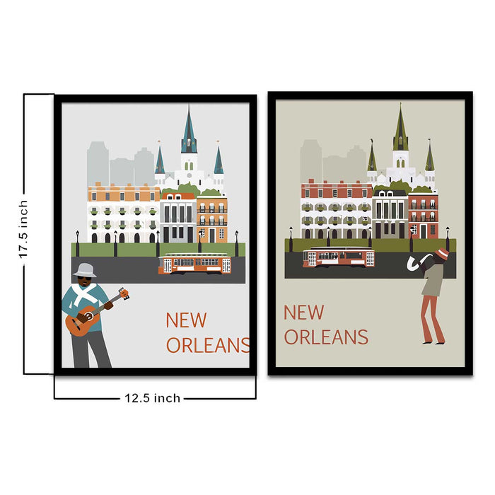 New Orleans Travel The City Silhouette Framed Art Print & Poster For Home Decor