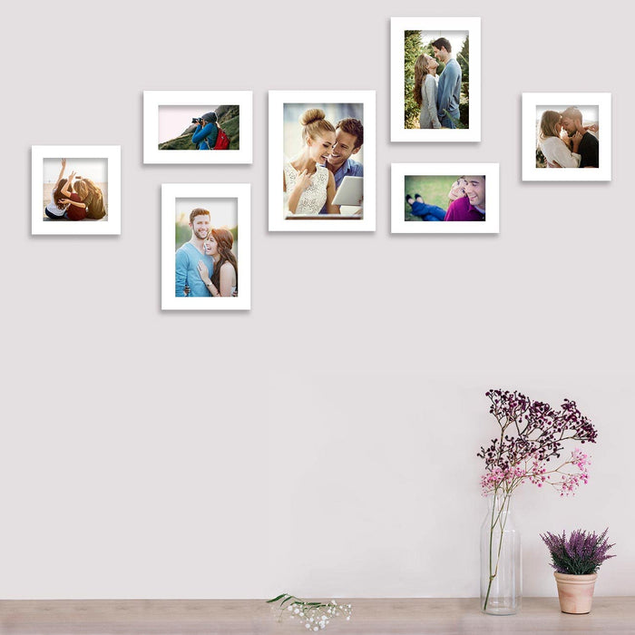 Set of 7 White Photo Frame for Home Décor Living Room Wall Decoration (Size - 5X5, 4X6, 5X7, 6X8 Inches)
