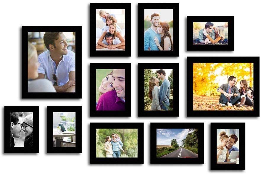 Striking Glorious Individual Fiber Wood Wall Photo Frames ( Set of 12, Size 4x6, 5x7, 8x10 inches )