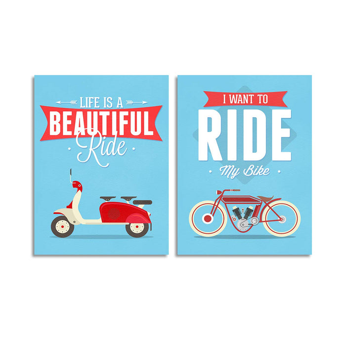 Art Street - Motivational Quote 2 Poster Set # Life is a Beautiful Ride- 12X 16 inchs