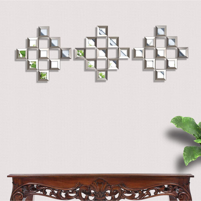 Shining Star Decorative Wall Mirror Square Block Design Silver Color for Home Decoration & Wall Mirrors ( 10x10 Inch)
