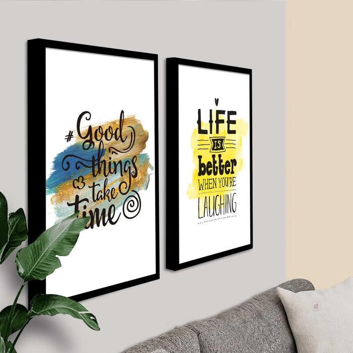 Motivational Art Prints Good Things Take Time Wall Art for Home, Wall Decor & Living Room Decoration (Set of 2, 17.5 x 12.5 Inches)