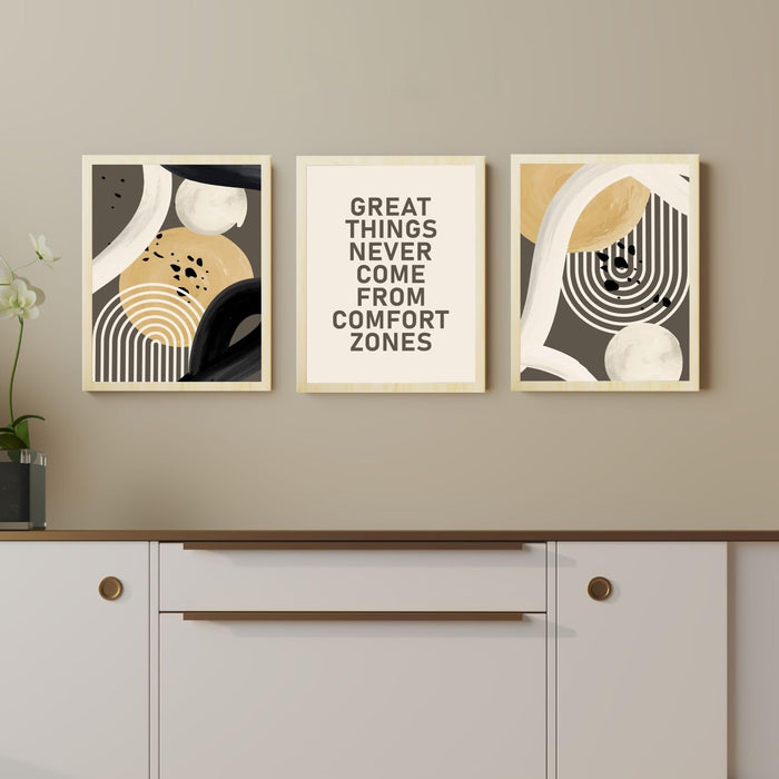 Art Street Modern Boho Motivational Quotes Greate Things Never Come Art Prints (Set Of 3, (A3) 12.7x17.5 Inch)