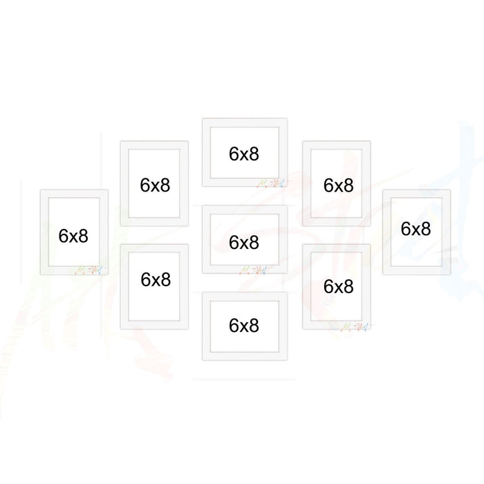 Parallel Set of 9 Individual White Wall Photo Frame