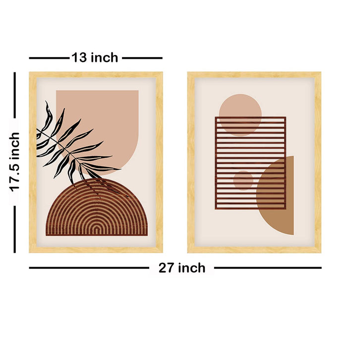 Art Street 3D Framed Art Prints Set of 2 Boho MDF Embossed Modern Wall Décor For Home, Office & Living Room Decoration, Wall Hanging Decorative Artprint (17.5 x 27 Inches)