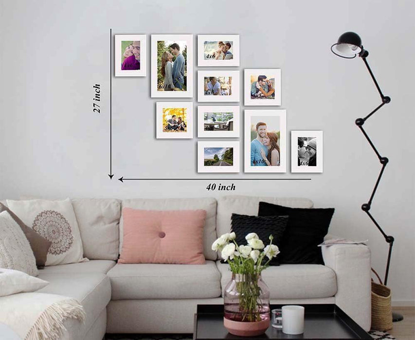Art Street Dynamic Set Of 10 White Individual Wall Photo Frames ( Size 4x6, 5x5, 6x10 inches )